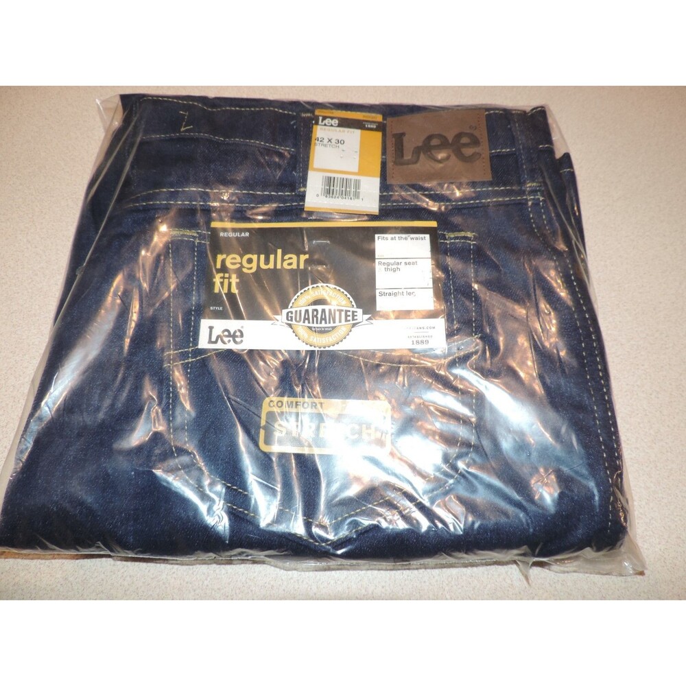 Lee Jeans Regular Fit Blue Denim Jeans Mens Size 42 x 30